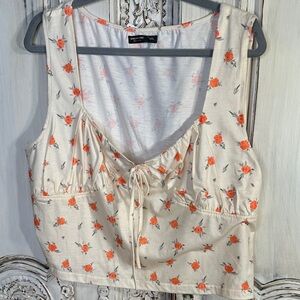 Sweet Yellow with Orange Florals Milk Maid Cami Crop Top